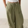 Pantalon bouffant cargo 100 % lin