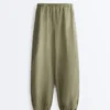 Pantalon bouffant cargo 100 % lin