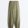 Pantalon bouffant cargo 100 % lin