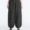 Pantalon bouffant à carreaux en coton Pantalon bouffant à carreaux en coton