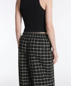 Pantalon bouffant à carreaux en coton