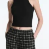 Pantalon bouffant à carreaux en coton Pantalon bouffant à carreaux en coton