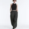 Pantalon bouffant à carreaux en coton Pantalon bouffant à carreaux en coton