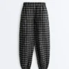 Pantalon bouffant à carreaux en coton Pantalon bouffant à carreaux en coton