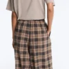 Pantalon bouffant à carreaux en mélange de coton Pantalon bouffant à carreaux en mélange de coton