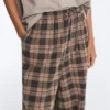 Pantalon bouffant à carreaux en mélange de coton Pantalon bouffant à carreaux en mélange de coton