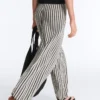 Pantalon bouffant en maille rayée