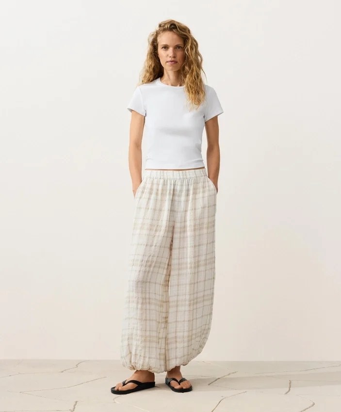 Pantalon bouffant en mélange de lin et de lyocell Pantalon bouffant en mélange de lin et de lyocell