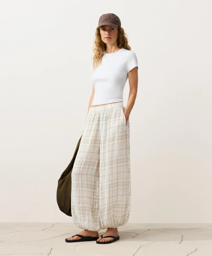 Pantalon bouffant en mélange de lin et de lyocell Pantalon bouffant en mélange de lin et de lyocell