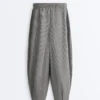Pantalon bouffant en mélange de lyocell à carreaux vichy Pantalon bouffant en mélange de lyocell à carreaux vichy