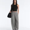 Pantalon bouffant en mélange de lyocell à carreaux vichy Pantalon bouffant en mélange de lyocell à carreaux vichy