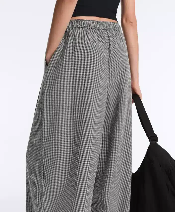 Pantalon bouffant en mélange de lyocell à carreaux vichy Pantalon bouffant en mélange de lyocell à carreaux vichy
