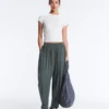 Pantalon bouffant en mélange de modal