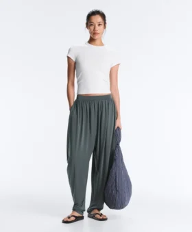Pantalon bouffant en mélange de modal