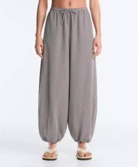 Pantalon bouffant maxi à carreaux en mélange de lyocell