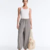 Pantalon bouffant maxi à carreaux en mélange de lyocell Pantalon bouffant maxi à carreaux en mélange de lyocell