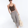 Pantalon bouffant maxi à carreaux en mélange de lyocell Pantalon bouffant maxi à carreaux en mélange de lyocell