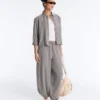 Pantalon bouffant maxi à carreaux en mélange de lyocell Pantalon bouffant maxi à carreaux en mélange de lyocell