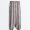 Pantalon bouffant maxi à carreaux en mélange de lyocell Pantalon bouffant maxi à carreaux en mélange de lyocell