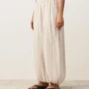 Pantalon bouffant rayé 100 % lin