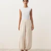 Pantalon bouffant rayé 100 % lin