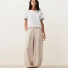 Pantalon bouffant rayé 100 % lin