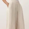 Pantalon bouffant rayé 100 % lin