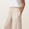 Pantalon bouffant rayé 100 % lin
