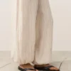 Pantalon bouffant rayé 100 % lin