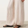 Pantalon bouffant rayé 100 % lin