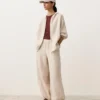 Pantalon bouffant rayé 100 % lin