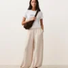 Pantalon bouffant rayé 100 % lin