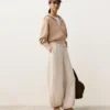 Pantalon bouffant rayé 100 % lin