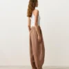 Pantalon bouffant rayé 100 % lin