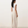 Pantalon bouffant rayé 100 % lin