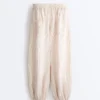 Pantalon bouffant rayé 100 % lin
