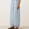 Pantalon bouffant rayé en mélange de modal