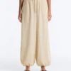 Pantalon bouffant rayé en mélange de modal