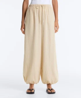 Pantalon bouffant rayé en mélange de modal