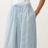 Pantalon bouffant rayé en mélange de modal