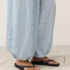 Pantalon bouffant rayé en mélange de modal