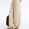 Pantalon bouffant rayé en mélange de modal