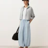 Pantalon bouffant rayé en mélange de modal