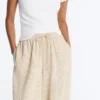 Pantalon bouffant rayé en mélange de modal