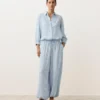 Pantalon bouffant rayé en mélange de modal