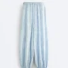 Pantalon bouffant rayé en mélange de modal