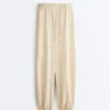 Pantalon bouffant rayé en mélange de modal