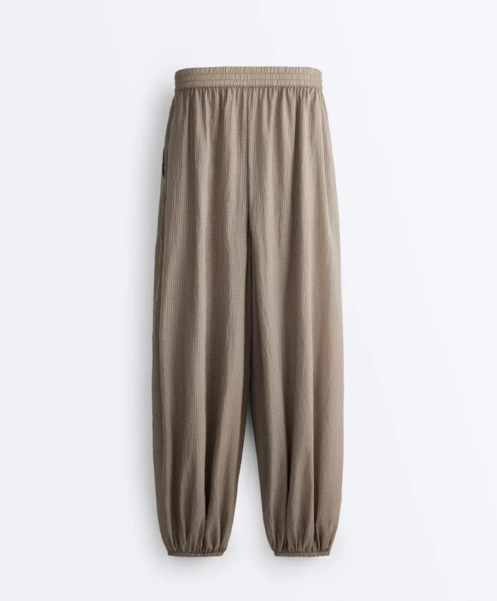 Pantalon bouffant technique à carreaux Pantalon bouffant technique à carreaux
