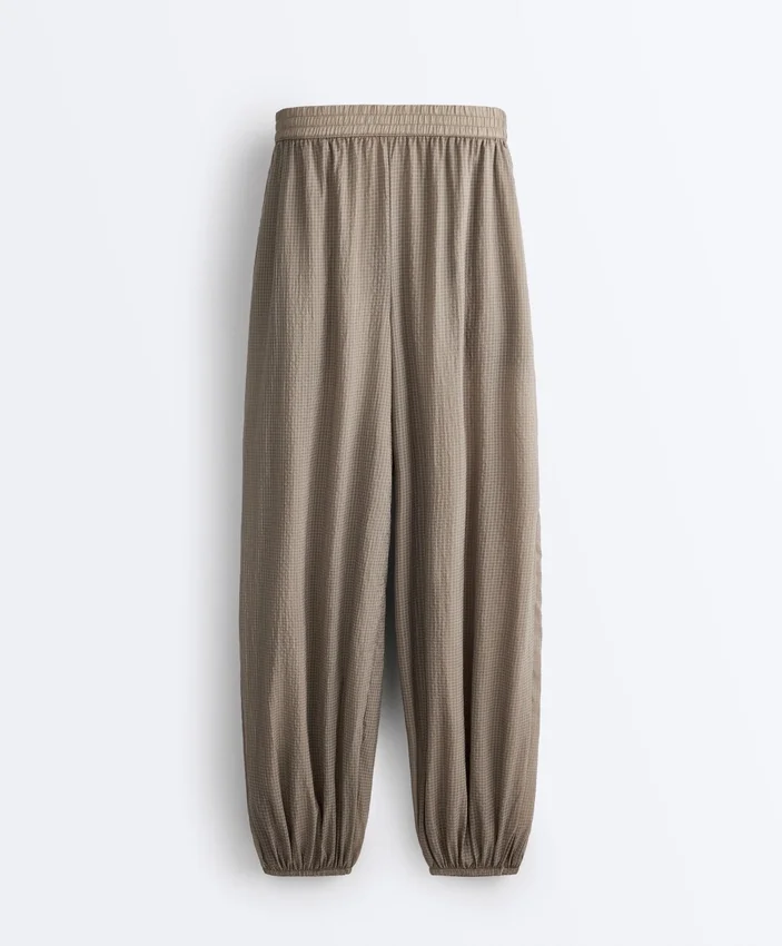 Pantalon bouffant technique à carreaux Pantalon bouffant technique à carreaux