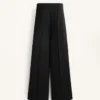 Pantalon à coupe droite en modal et à plis